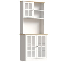 HOMCOM - Armoire de cuisine avec 3 compartiments, 2 étagères ouvertes et plan de travail - blanc-Construction robuste pour une utilisation stable 