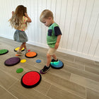 Kore Design - Tuiles de jeu sensorielles - Couleurs assorties - Deux tailles 10,23 po et 4 po - Couleurs pastel - Lot de 14-Taille parfaite pour les enfants : les grands cercles mesurent 26 cm et les petits cercles environ 10 cm, ce qui offre la taille parfaite pour les enfants. Ces disques tactiles se rangent facilement pour une utilisation prolongée