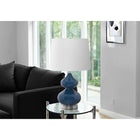 Monarch Specialties - Luminaire - 24 po H Lampe De Table - Verre Bleu - Abat-Jour Ivoire / Crème - Contemporain-L'interrupteur rotatif pratique à trois voies peut accueillir une ampoule triphasée jusqu'à 100 W (non incluse) pour personnaliser l'éclairage et l'ambiance d'un salon, d'une chambre ou d'un bureau