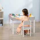 Qaba - Ensemble table et chaises Lego pour enfants avec rangement - Gris-Fabriqué à partir de MDF et de bois de pin de haute qualité, sûr et robuste 