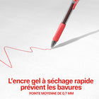 Staples - Stylo gel rétractable ProGel - pointe Moyenne - 0,7 mm - encre rouge - Paquet de 4-Encre longue durée sans acide avec jusqu’à 800 mètres d’utilisation du stylo (c’est un demi mille!)