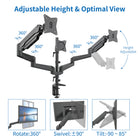 ShoppingAll - Support pour écran LCD à triple ressort à gaz avec bras pivotant - noir-5
