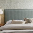 Modway - Camille Mélange de lin rembourré Tête de lit Queen size - Bande bleue Spa-Detailing des coutures françaises