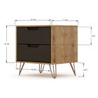 Manhattan Comfort - Rockefeller Table de Nuit 2 Tiroirs 20,08" Style Mid-Century Modern - Naturel et Gris Texturé - Lot de 2-Comprend 2 tiroirs spacieux avec un mécanisme de glissement simple de 0,75