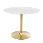 Modway - Verne 40 po Marbre artificiel Table à manger, Or Blanc-Table à manger moderne