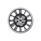 Monarch Specialties - Horloge - 20 po Rond - Mécanisme D'Engrenage - Horloge Murale - Noir - Argent - Transitionnel-Horloge murale ronde de 20 pouces, tendance et sophistiquée, au design squelettique et à la finition noire et grise, parfaite pour les décors transitionnels