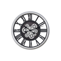 Monarch Specialties - Horloge - 20 po Rond - Mécanisme D'Engrenage - Horloge Murale - Noir - Argent - Transitionnel-Horloge murale ronde de 20 pouces, tendance et sophistiquée, au design squelettique et à la finition noire et grise, parfaite pour les décors transitionnels