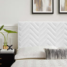 Modway - Mercy Chevron touffé Performance Velvet Tête de lit jumelée, Blanc-Tissu résistant aux taches