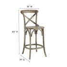 Modway - Gear Tabouret de comptoir - Gris-Construction en bois d’orme