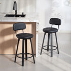 HOMCOM - Tabourets de bar pivotants hauteur comptoir - noir - paquet de 2-Chaise de bar pivotante à 360° avec repose-pieds intégré pour faciliter la conversation 
