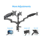 ShoppingAll - Support de bureau entièrement réglable à trois bras pour écran avec 2 bras pivotants - Noir-8