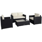 Outsunny - Ensemble de meubles de patio de 4 pièces, blanc crème-Ensemble de mobilier d'extérieur moderne 4 pièces détachable offrant un espace de détente élégant et confortable