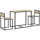 HOMCOM - Ensemble de salle à manger industriel 3 pièces pour petits espaces - chêne-Ensemble de 3 pièces comprenant une table à manger et 2 chaises assorties