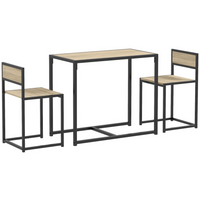HOMCOM - Ensemble de salle à manger industriel 3 pièces pour petits espaces - chêne-Ensemble de 3 pièces comprenant une table à manger et 2 chaises assorties