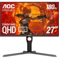 AOC - Moniteur de jeu 27 pouces QHD Mini LED 180 Hz - HDR - Q27G3XMN -Soyez témoin de mondes virtuels prenant vie sur un superbe panneau VA équipé d'une technologie de rétroéclairage Mini-LED de pointe et de 336 zones de gradation individuelles qui produisent de vrais noirs et des blancs plus lumineux