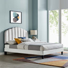 Modway - Daisy Performance Velvet Lit de plateforme complet, Gris clair-Tête de lit touffée en canal