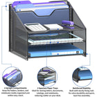 ShoppingAll - Organisateur de bureau avec plateau à papier à 3 niveaux et 2 sections verticales-5