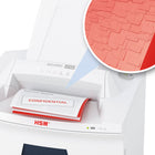 HSM - Gros déchiqueteur de bureau SECURIO à alimentation auto 500CL5, pile de 500 feuilles, de 5 à 7 feuilles, coupe micro-Technologie anti-bourrage, système de contrôle de la gestion de l'énergie EcoSmart : consommation électrique particulièrement faible de 0,1 W en mode Veille