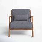 Ebello - Hertford Fauteuil d’appoint 26 po bois massif milieu de siècle avec coussin extra, gris-Coussins garnis de mousse haute densité