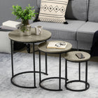 HOMCOM - Tables gigognes - gris - ensemble de 3-L’ensemble de 3 tables d’appoint peut être utilisé séparément ou ensemble comme des tables empilables 