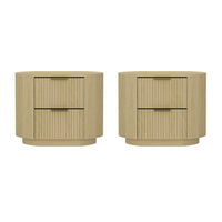 Manhattan Comfort - Olivia 26,5" Table de nuit moderne - Chêne naturel et or - Lot de 2-Table de nuit moderne pour chambre et salon lot de 2