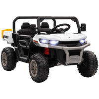 Aosom - voiture électrique pour enfants 2 places 12v 7ah utv - blanc-Conception à deux places pour partager le plaisir de conduire avec des amis 