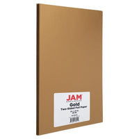 Jam Paper Papier métallisé double face, 8 1/2 x 11 po, doré, paquet de 50-Doré