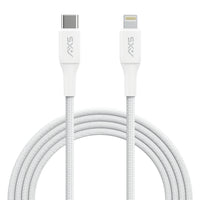 AXS - PROCharge Premium USB-C vers Lightning Câble tressé (1,2M) - Blanc/Gris-Fabriqué à partir de matériaux recyclés