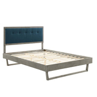 Modway - Willow Bois Lit à plateforme queen avec cadre angulaire, Gray Azure-Cadre de lit plateforme Queen