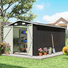 Outsunny - Abri de rangement extérieur robuste 12 pi x 8 pi, gris foncé-L'abri de jardin en acier renforcé résiste aux vents forts et aux charges de neige importantes
