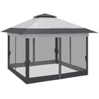 Outsunny - Tente gazébo auvent instantané 12 pi l x 12 pi L - Gris foncé-Les évents d’aération sur le dessus assurent une bonne ventilation et une dissipation efficace de la chaleur