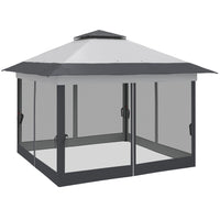 Outsunny - Tente gazébo auvent instantané 12 pi l x 12 pi L - Gris foncé-Les évents d’aération sur le dessus assurent une bonne ventilation et une dissipation efficace de la chaleur