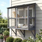 PawHut - Catio enclos extérieur pour chat, boîte de fenêtre 51,2 po L - gris-Deux portes permettent un accès facile ou une connexion à une aire de jeu étendue 