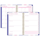 Hilroy - Agenda de poche hebdomadaire et mensuel Mahjong de 15 mois - 6-3/8 po H x 6-1/4 po l - Violet - Bilingue-15 onglets mensuels pour accéder rapidement à n’importe quelle date