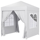 Outsunny - Tente auvent pliante 6.6 pi l x 6.6 pi L avec parois latérales - Blanc-Tente de fête 6,6 x 6,6 pi avec 4 parois amovibles, idéale pour une utilisation lors d'événements extérieurs, comme les BBQ, marchés aux puces et plus encore