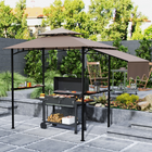 Outsunny - Gazebo de barbecue 8 pi x 5 pi, à double étage - kaki ...