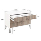 Manhattan Comfort - Dumbo table de chevet moderne, commode et commode haute 5 tiroirs - blanc et gris rustique - ensemble de 3-Poignées de tiroir horizontales glamour en métal avec finition dorée