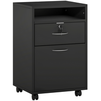 HOMCOM - Classeur mobile vertical 24 po avec tiroir verrouillable - noir-Un grand espace de rangement avec étagère ouverte, tiroir et grande armoire est utilisé pour les dossiers et autres documents importants 