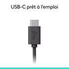 Logitech - H390 USB-C casque filaire pour PC/ordinateur portable-Douceur et souplesse: casque USB-C confortable avec bandeau ajustable doté de coussinets pivotants en similicuir pour des heures de confort	