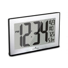 Marathon Watch - Horloge murale atomique avec support et 8 fuseaux horaires - Réglage automatique - Noir/Acier inoxydable-Grand Affichage: Affichage facile à lire de 4?