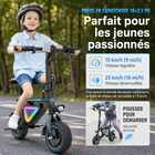 Gyrocopters - Trottinette électrique pour enfants Radi8 - Vitesse 25 km/h - Autonomie 20 km - Éclairage LED - Noir-Éveillez l'esprit d'aventure de votre enfant grâce à un moteur puissant et une batterie longue durée de 5,2 Ah