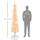 HOMCOM - Sapin de Noël artificiel 7 pi avec lumières DEL colourées - blanc-Les lumières LED consomment peu d'énergie et sont froides au toucher  