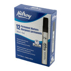Hilroy - Marqueurs permanents, marqueur permanent, faible odeur, pointe biseautée, noir, paquet de 12-7