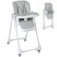 Qaba - Chaise haute avec hauteur d’assise, dossier, repose-pieds et plateau réglables-Cette chaise haute évolue avec votre enfant grâce à des réglages à plusieurs niveaux  
