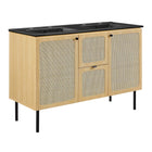 Modway - Chaucer 48" Meuble de salle de bain à double lavabo - Noir de chêne-MDF et panneau de particules