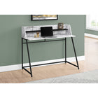Monarch Specialties - 7549 Bureau 48 po L - Faux Marbre Blanc/Metal Noir-La base en métal robuste au fini noir offre de la stabilité et comporte des pieds en forme de trapèze pour un look élégant et contemporain