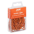 JAM Paper - Trombones standard colourés - 1 pouce - orange - paquet de 100-Taille : 1 pouce (standard/régulier) | Gardez vos piles de papier organisées avec des trombones colourés