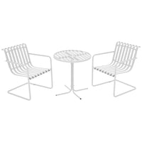Outsunny - Ensemble de bistro extérieur 3 pièces, ensemble de table de patio ronde avec 2 chaises, blanc-Style minimaliste avec support en forme de C et siège à lattes 