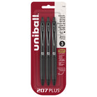 uni-ball − Stylos gel rétractables 207 Plus 70456 − 0,7 mm − noir − paquet de 3-Stylos Gel
