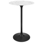 Modway - Lippa Rond de 28 po Faux marbre Bar Table, Noir Blanc-Table de bar moderne